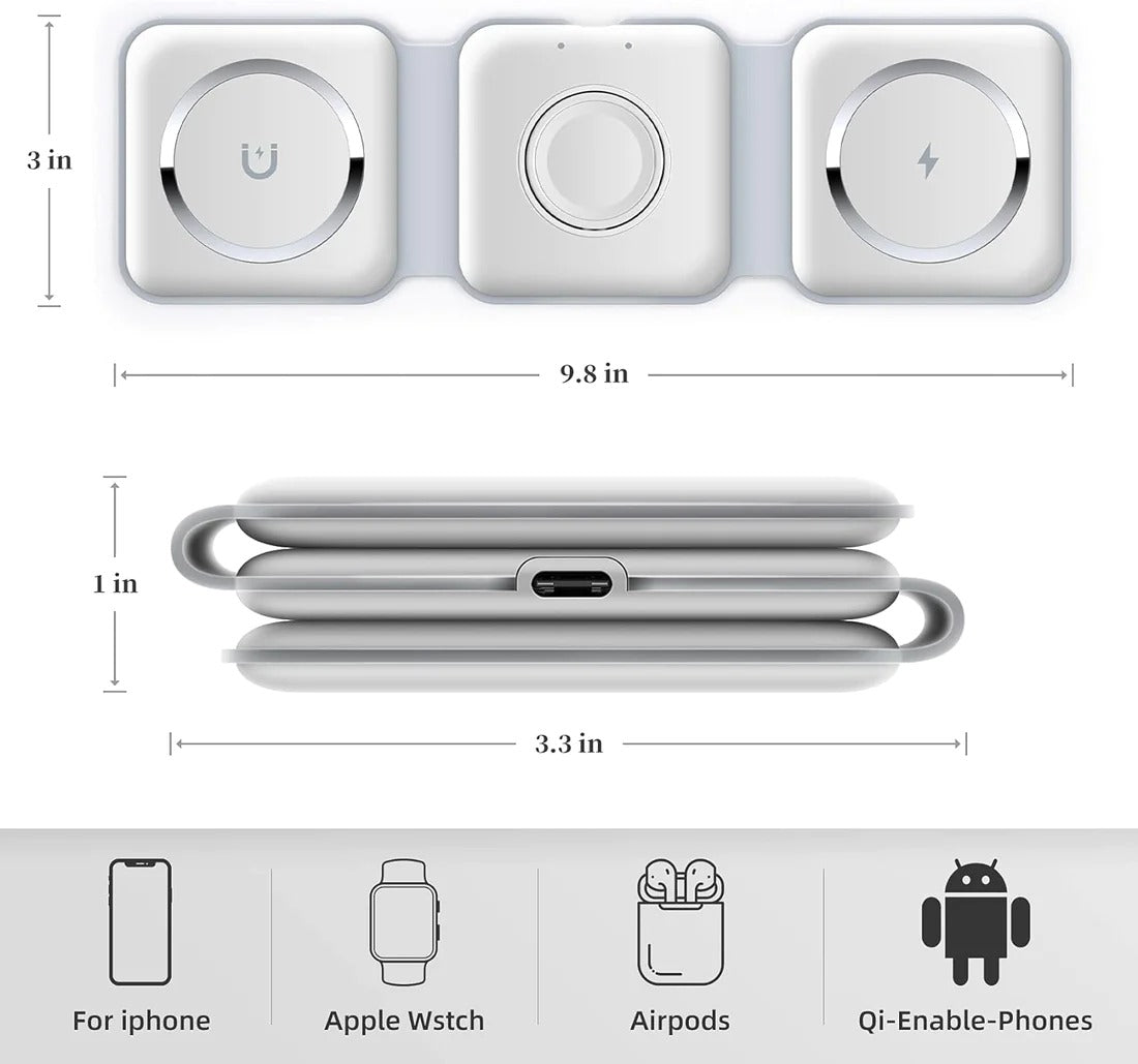 Cargador Inalámbrico Plegable 3 En 1