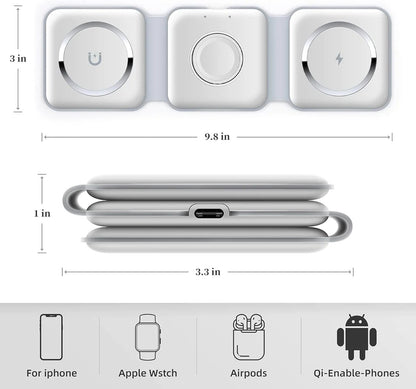 Cargador Inalámbrico Plegable 3 En 1